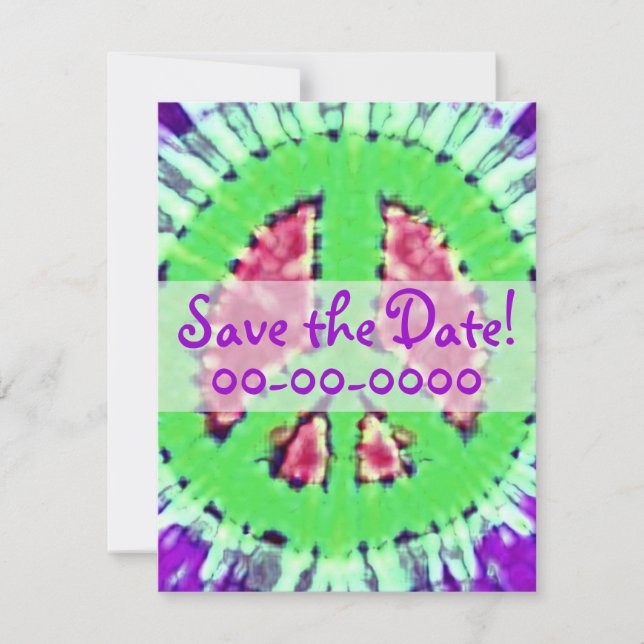 Bright Tie Dye Peace Sign Invitations (Devant)