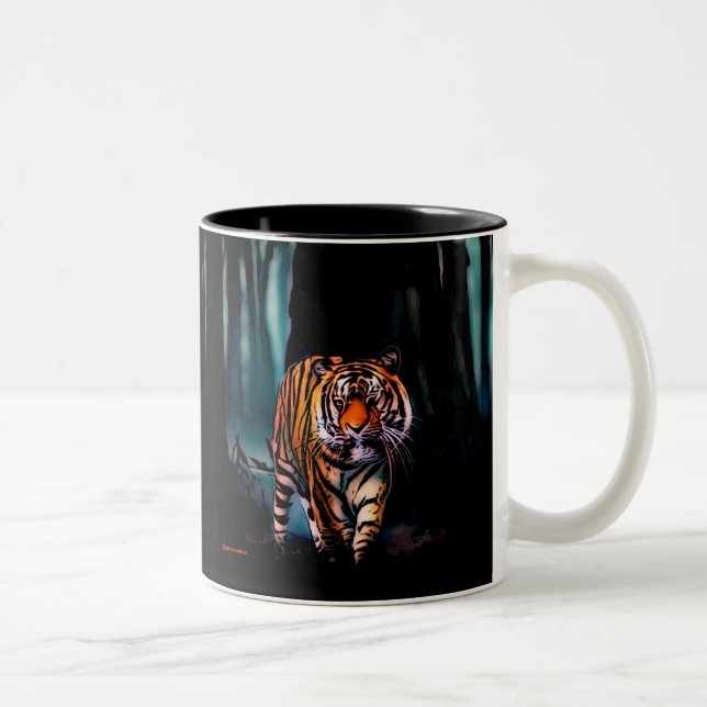 Bright Tiger Dark Forest Zweifarbige Tasse (Rechts)