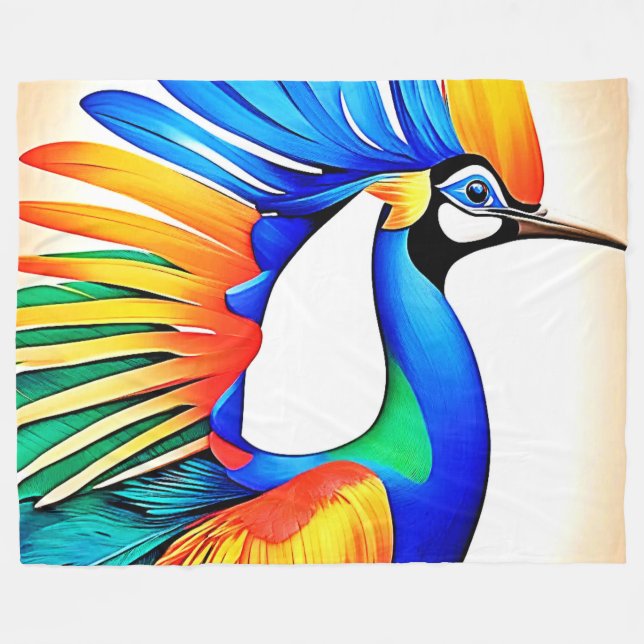 Bright Tropical Bird Fleecedecke (Vorderseite (Horizontal))