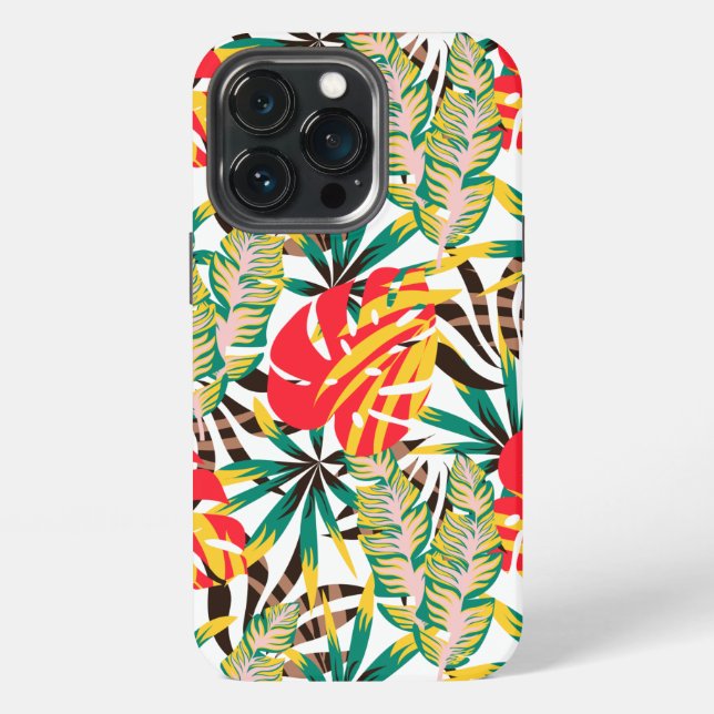 Bright Tropical Pattern iPhone 13 Pro Hülle (Hinten)
