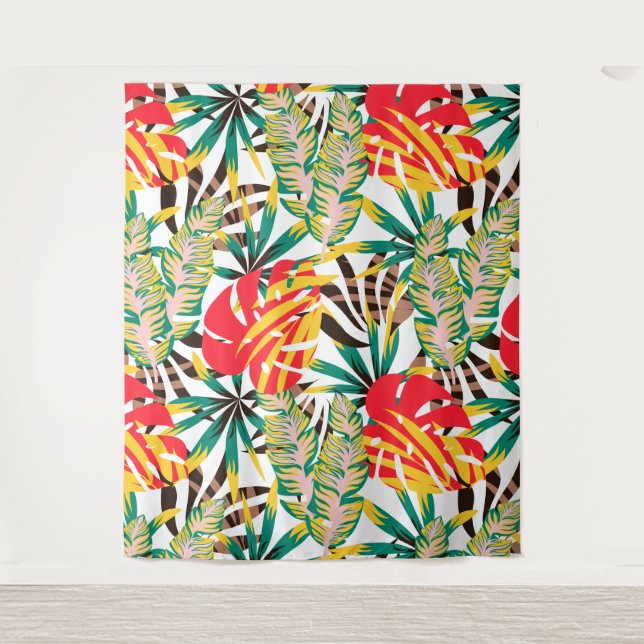 Bright Tropical Pattern Wandteppich (Vorderseite)