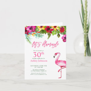 Bright Tropical Pink Let's Flamingo 30. Geburtstag Einladung