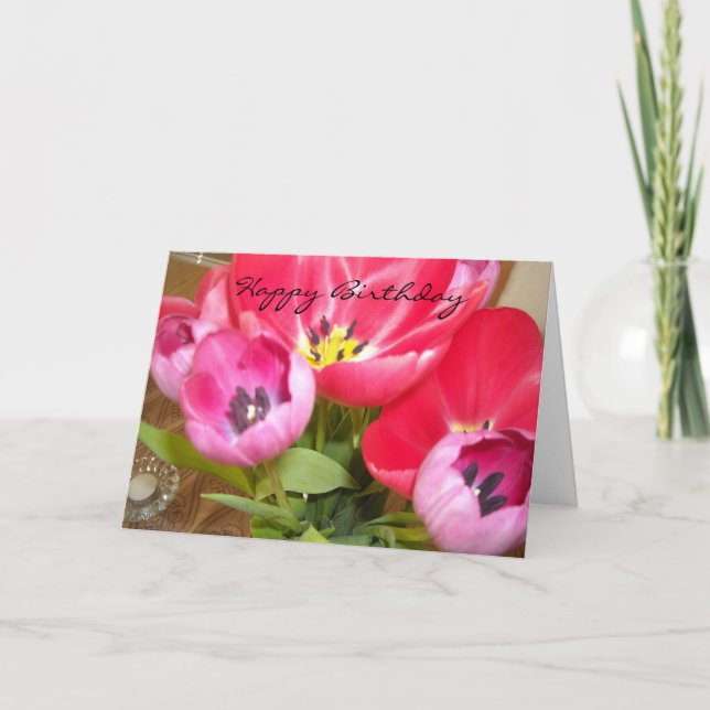 Bright Tulip Birthday Wish Karte (Vorderseite)