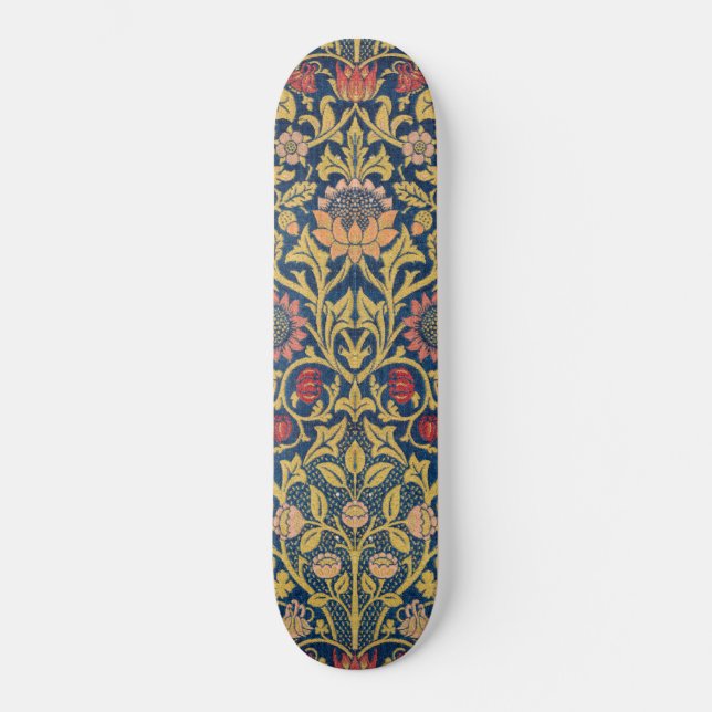 Bright Violet and Columbine (by William Morris) Skateboard (Vorderseite)