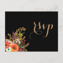 Bright Watercolor Florals Wedding RSVP Einladung