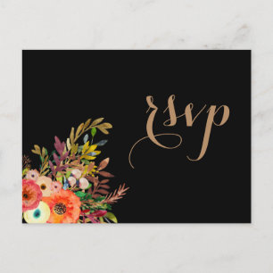 Bright Watercolor Florals Wedding RSVP Einladung