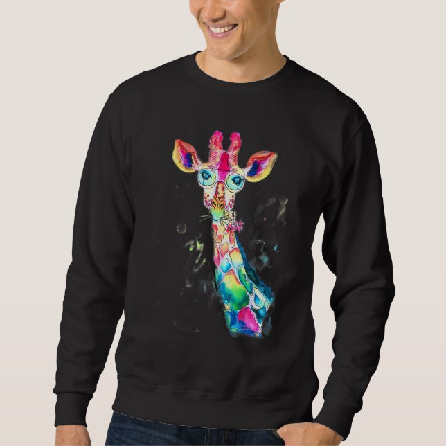 Bright Watercolor Giraffe  Design Sweatshirt (Vorderseite)