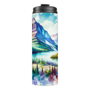 Bright Watercolor Glacier National Park Thermosbecher