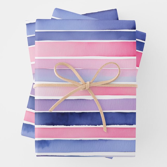 Bright Watercolor Stripes Wrapping Paper Sheets Geschenkpapier Set (Von Creator hochgeladen)
