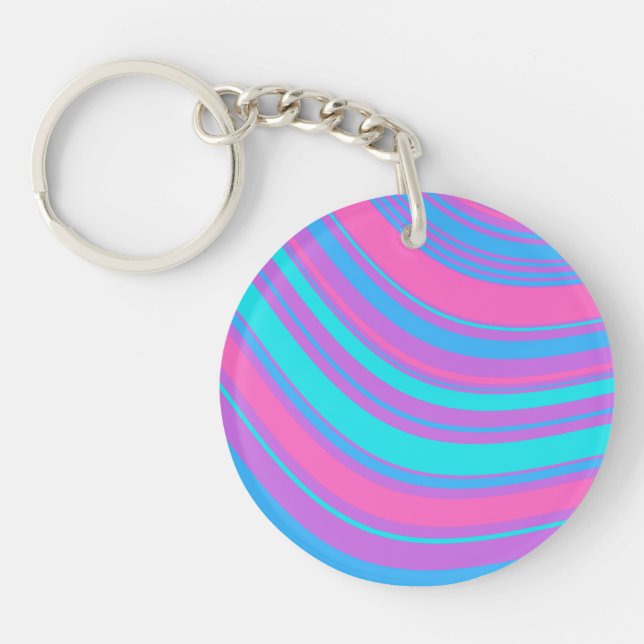 Bright Wavy Retro Muster Schlüsselanhänger (Vorderseite)