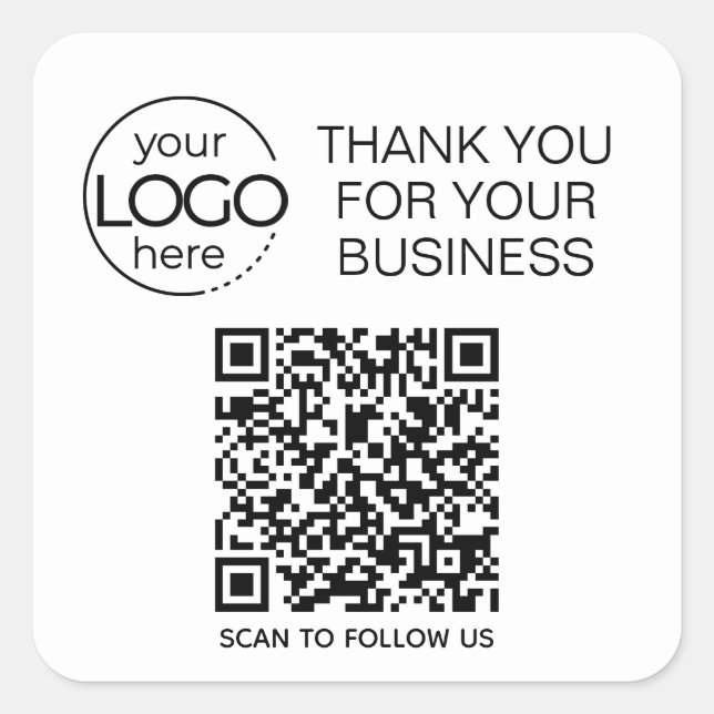 Bright White QR Code Intelligente Kontaktaufnahme Quadratischer Aufkleber (Vorderseite)