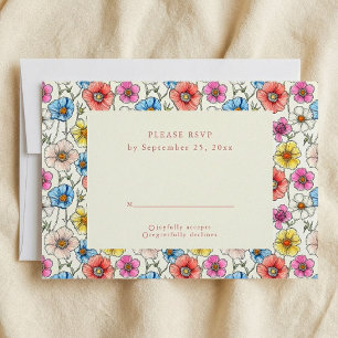 Bright Wild Blume nahtlos Muster RSVP-Karte Einladung