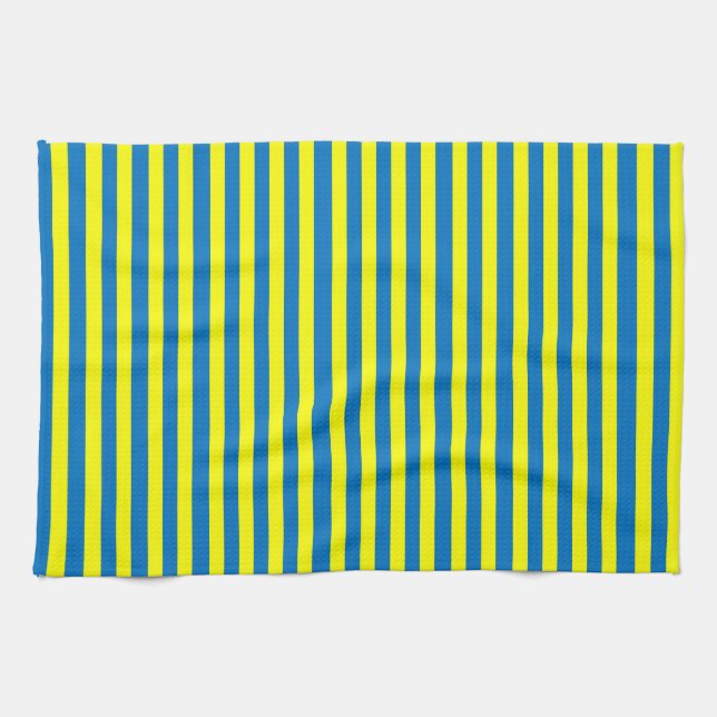 Bright Yellow and Blue Stripes Geschirrtuch (Horizontal)