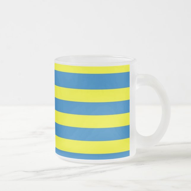 Bright Yellow and Blue Stripes Mattglastasse (Rechts)