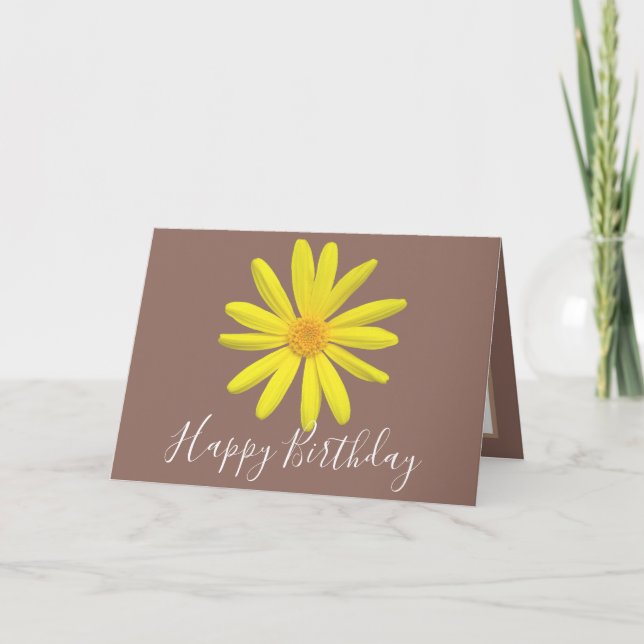 Bright Yellow Daisy Botanical Modern Chic Birthday Karte (Vorderseite)