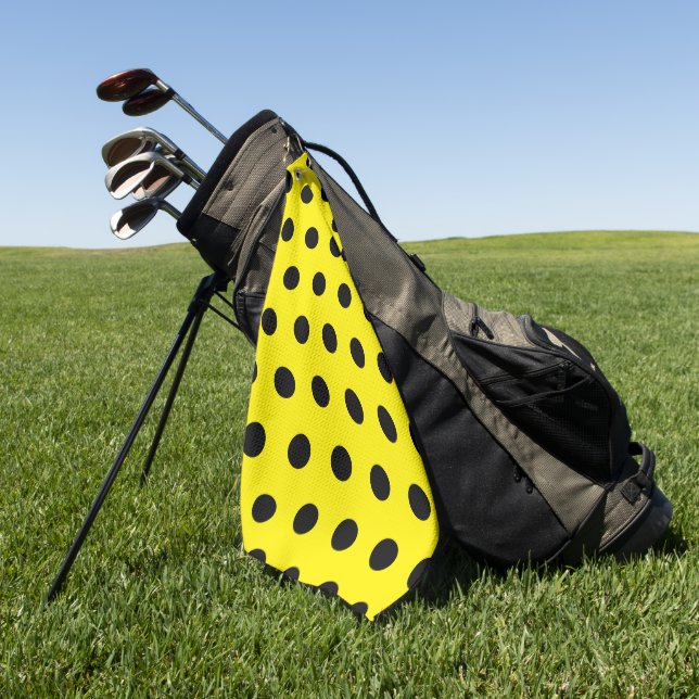 Bright Yellow Golf Towel with Black Dot Pattern Golfhandtuch (Gras)