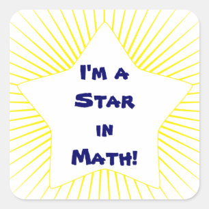 Bright Yellow Math Student Star Quadratischer Aufkleber