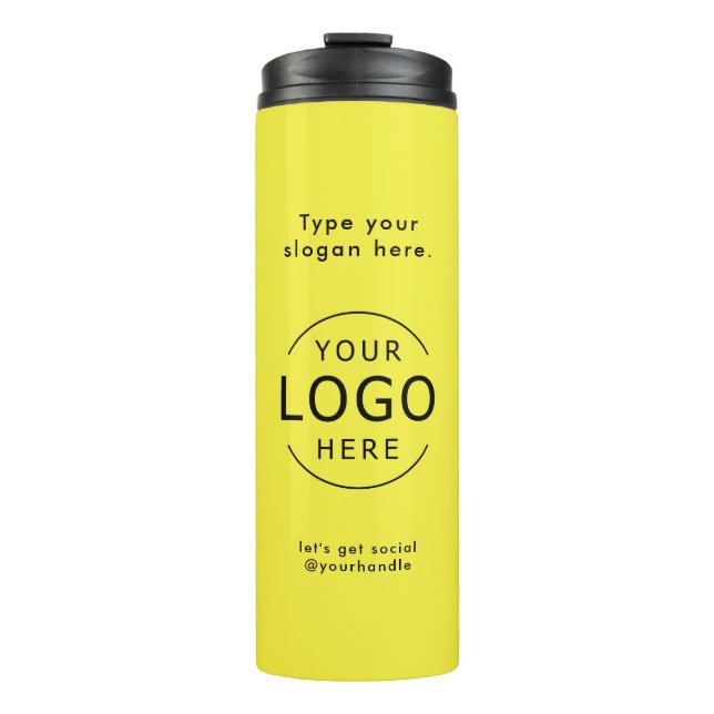 Bright Yellow Simple Logo Company Swag Thermosbecher (Vorderseite)