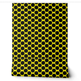 Bright Yellow with Black Dot Style Textured Tapete