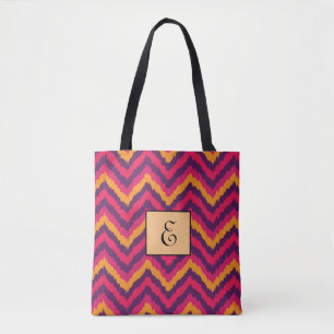 Bright Zigzag Farbmuster Monogramm Tasche