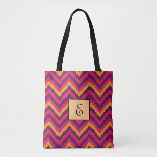Bright Zigzag Farbmuster Monogramm Tasche (Vorderseite)