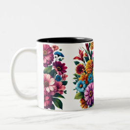 Bright Zinnias & Cosmos Blumengarten Zweifarbige Tasse
