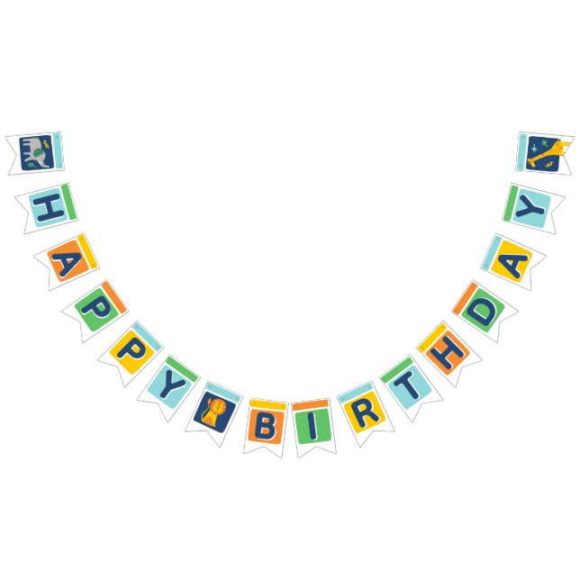 Bright Zoo Jungle Animals Birthday BUNTING FLAGS Wimpelkette (Alle)