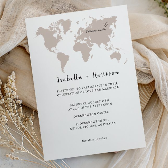 BRIGHTEST Wedding Invitation World Map (Créateur téléchargé)