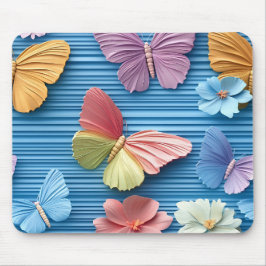 BRIGHTLY COLORED FLOWERS AND BUTTERFLIES MOUSEPAD