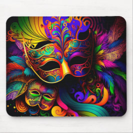 BRIGHTLY COLORED MARDI GRAS MASKS MOUSEPAD