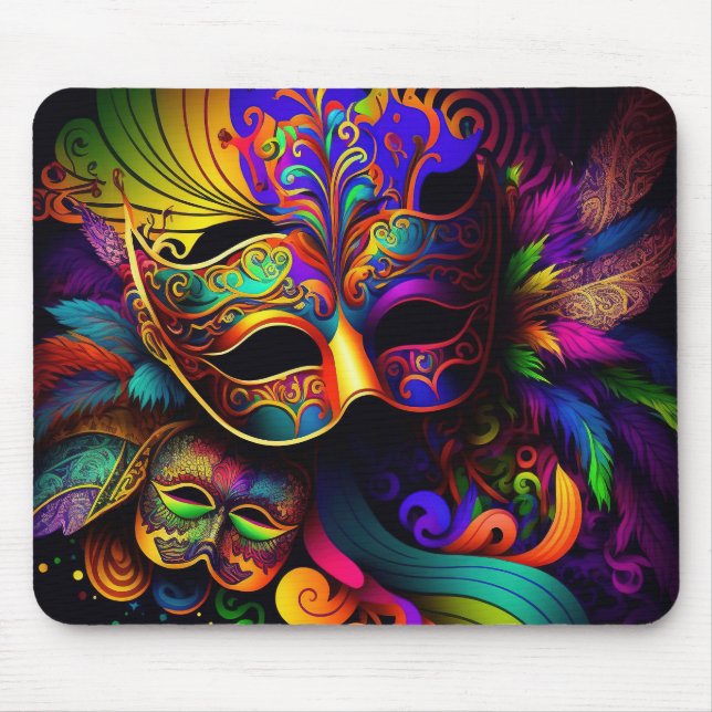 BRIGHTLY COLORED MARDI GRAS MASKS MOUSEPAD (Vorne)