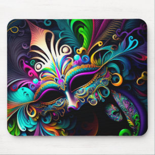 BRIGHTLY COLORED MARDI GRAS MASKS MOUSEPAD
