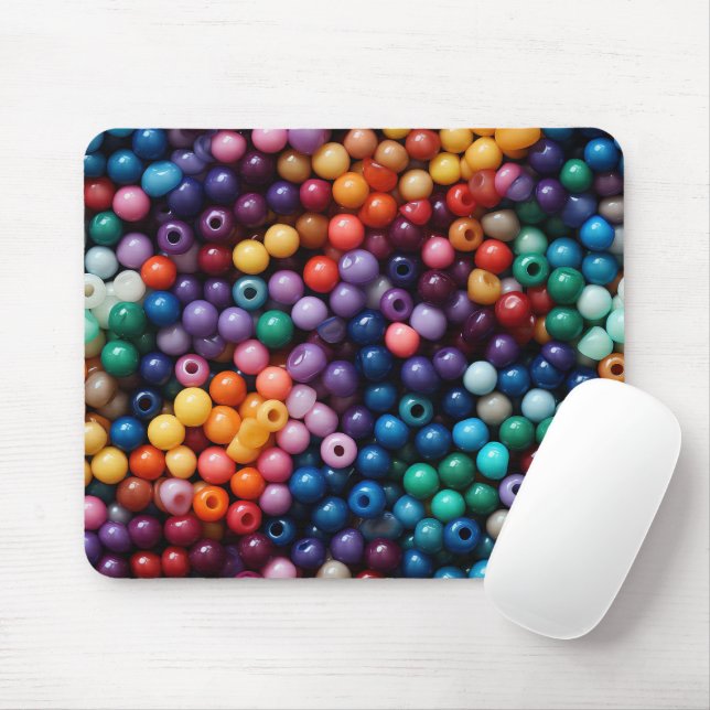 BRIGHTLY COLORED PLASTIC BEADS MOUSEPAD (Mit Mouse)