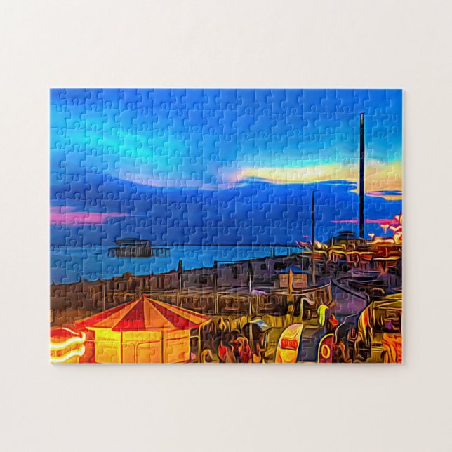 Brighton and Hove Beach & Sunset Digital Painting (Horizontal)