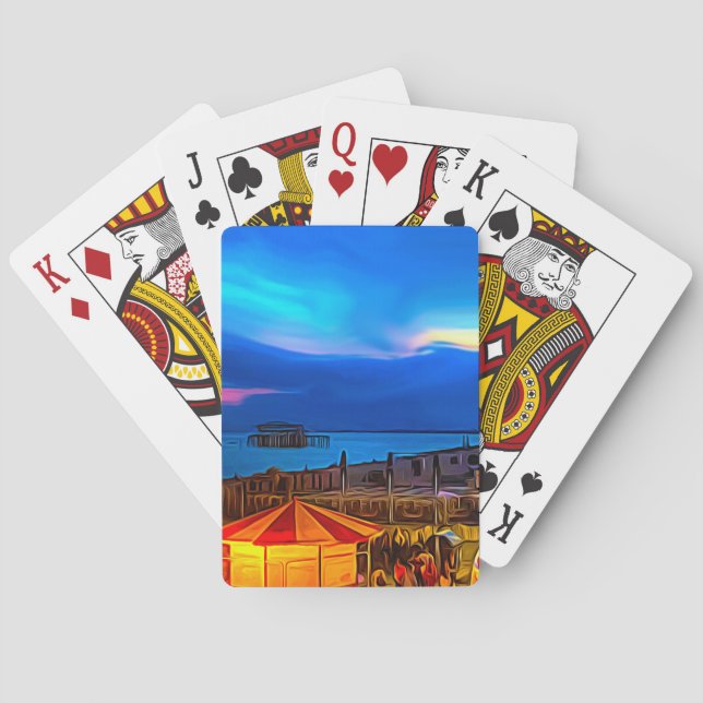 Brighton and Hove Beach & Sunset Digital Painting  Spielkarten (Rückseite)