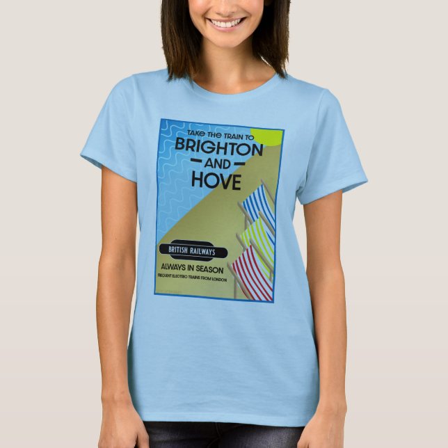 Brighton and Hove Travel Beach Art T-Shirt (Vorderseite)