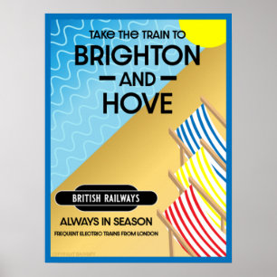 Brighton And Hove Zug Reise Strand Kunst Poster
