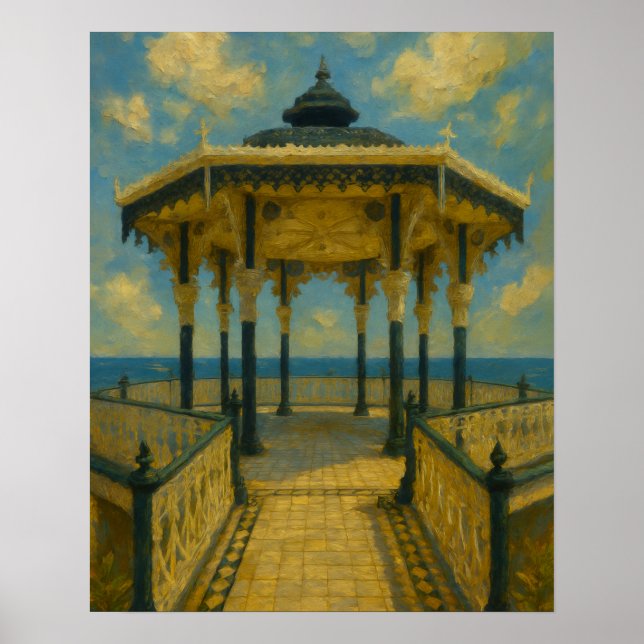 Brighton Bandstand Glow - Seaside Pavilion Poster (Vorne)