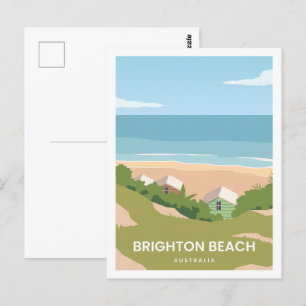 Brighton Beach Australia Reiseziel Illustration Postkarte
