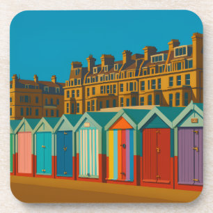 Brighton Beach Huts - farbenfrohe Küstendrucke Getränkeuntersetzer