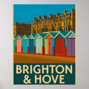 Brighton Beach Huts - farbenfrohe Küstendrucke Poster