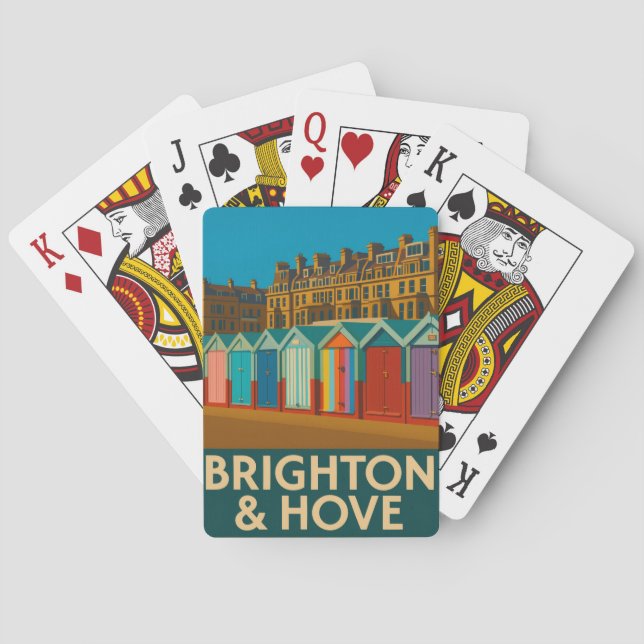 Brighton Beach Huts - farbenfrohe Küstendrucke Spielkarten (Rückseite)