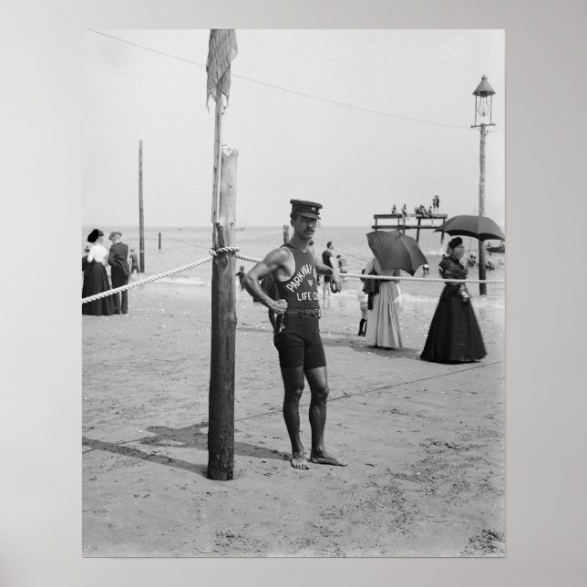 Brighton Beach Life Guard, 1906. Vintages Foto Poster (Vorne)