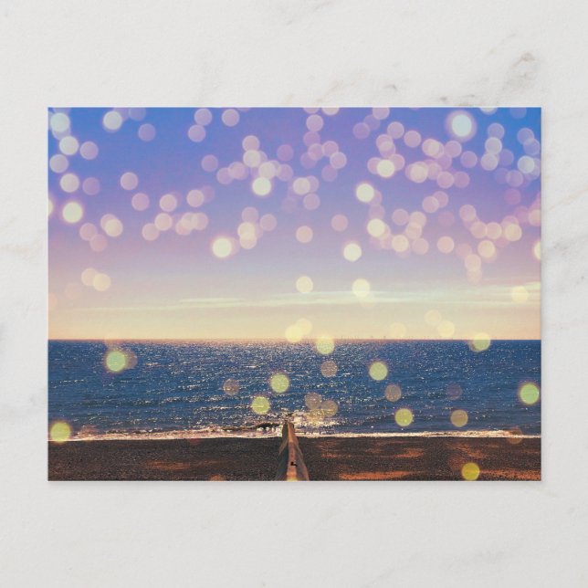 Brighton Beach mit leuchtenden Lichtern Feiertagspostkarte (Vorderseite)