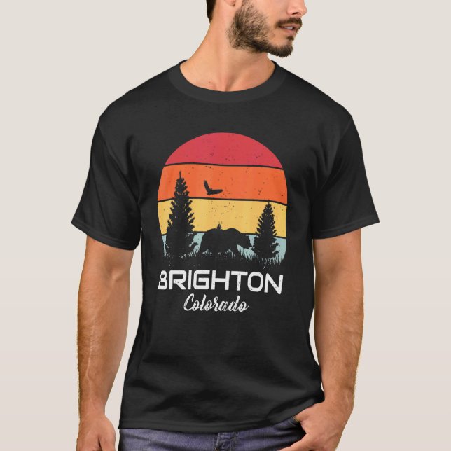 Brighton Colorado Mountain Forest Retro Sunset T-Shirt (Vorderseite)