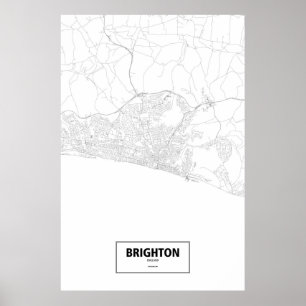 Brighton, England (Schwarzes auf Weiß) Poster