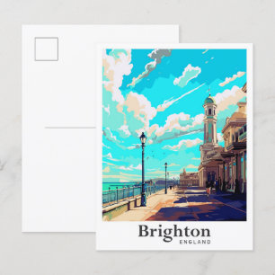 Brighton England Vintage Reiseporträt Postkarte