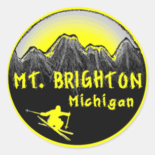 Brighton Michigan Skifahrer Runder Aufkleber