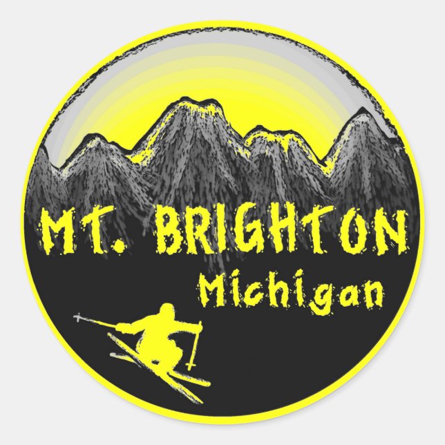 Brighton Michigan Skifahrer Runder Aufkleber (Vorderseite)