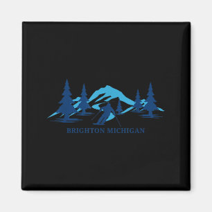 Brighton Michigan Skigebiet Skifahren Skifahrer Magnet